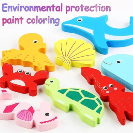 H 046C ( 3D montessori shape puzzles / balance game sea lifes )