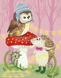 KK ( postcard owl and hedgehog )