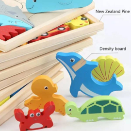 H 046C ( 3D montessori shape puzzles / balance game sea lifes )