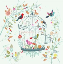 KK ( postcard floral birdcage )