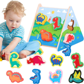 H 030 ( wooden dinosaur matching box )