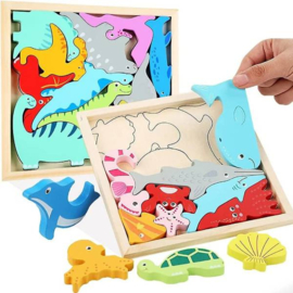 H 046C ( 3D montessori shape puzzles / balance game sea lifes )
