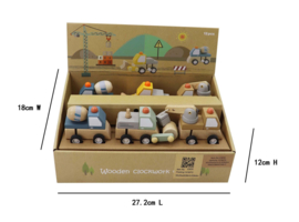 H 066 ( wooden wind up mini trucks ) ----- 12 pcs in display
