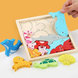 H 046C ( 3D montessori shape puzzles / balance game sea lifes )
