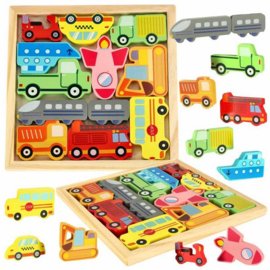 H 046D ( 3D montessori shape puzzles / balance game vehicles )