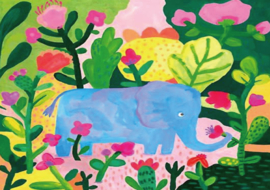 KK ( postcard elephant garden )