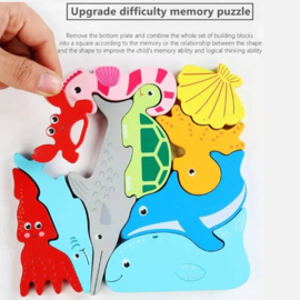 H 046C ( 3D montessori shape puzzles / balance game sea lifes )