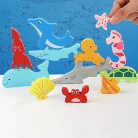H 046C ( 3D montessori shape puzzles / balance game sea lifes )