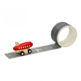 H 029 ( wooden plane with airport runway tape )