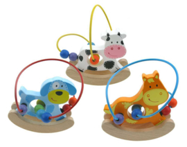 H 008 ( wooden rocking bead frame cow, dog and horse )  ----- 6 pcs in display