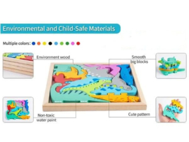 H 046A ( 3D montessori shape puzzles / balance game dino )
