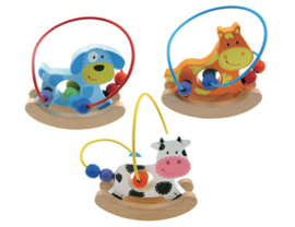 H 008 ( wooden rocking bead frame cow, dog and horse )  ----- 6 pcs in display