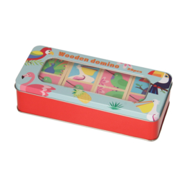 H 018 ( wooden domino game in tin box )