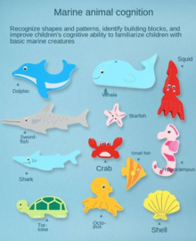 H 046C ( 3D montessori shape puzzles / balance game sea lifes )