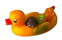 SH 002 ( ducky soap dish with 3 mini water squirters )