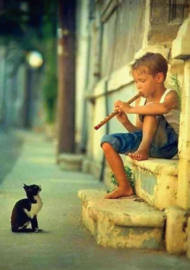 KK ( postcard boy playing the flute )