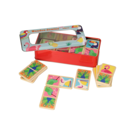 H 018 ( wooden domino game in tin box )