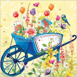 KK ( postcard wheelbarrow with flowers )