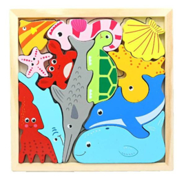 H 046C ( 3D montessori shape puzzles / balance game sea lifes )