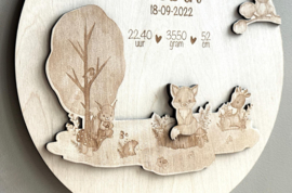 Geboortebord hout | Bosdieren