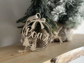 Houten kerstbal kerstboom | Gepersonaliseerd met naam