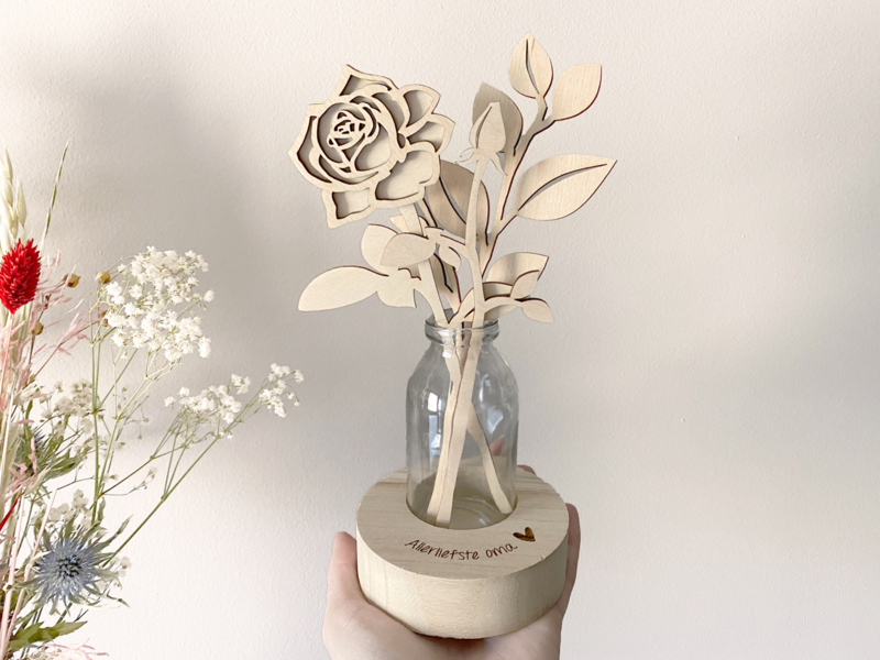 Vaasje houten bloemen | Allerliefste oma