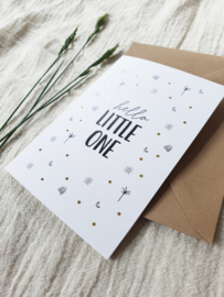 Dubbele wenskaart + envelop | Hello little one | Goudfolie