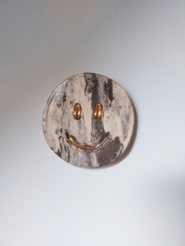 Wandhanger Smiley 10 cm - Marmerlook - 24 krt goud