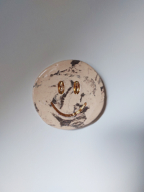 Wandhanger Smiley 10 cm  - Marmerlook - 24 krt goud