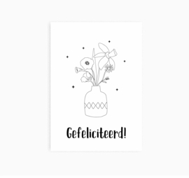 Ansichtkaart || Gefeliciteerd || Bloemen