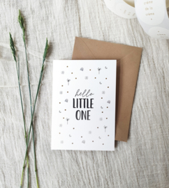 Dubbele wenskaart + envelop | Hello little one | Goudfolie