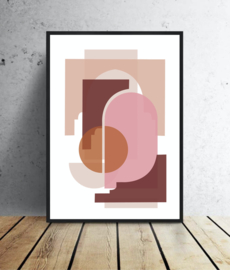 A3 Poster - Marrakech Shapes - Terracotta/Roze