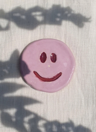 Wandhanger Smiley - roze