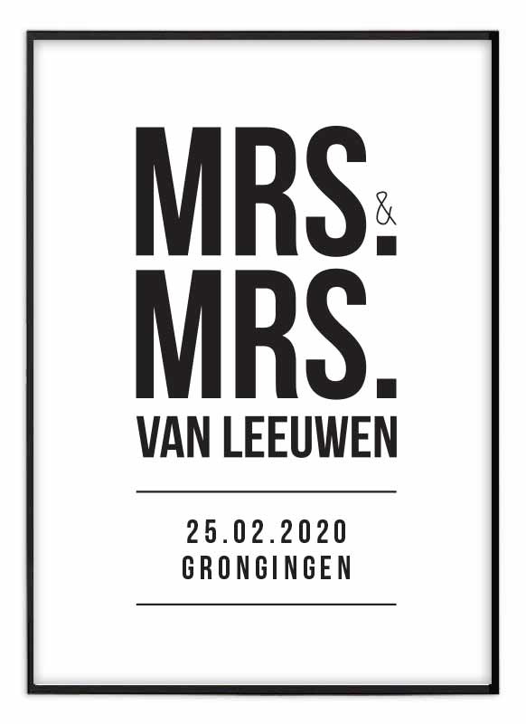 Trouwposter - Mrs. & Mrs.