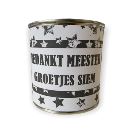 Blikje met wikkel | bedankt meester