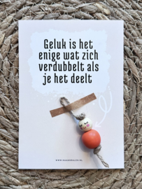 Geluk is het enige wat zich verdubbelt... + gelukspop ORANJE