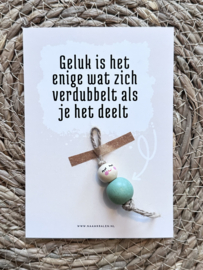 Geluk is het enige wat zich verdubbelt... + gelukspop GROEN