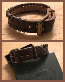 Lederen armband unisex Bruin