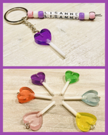 Hartjes Lolly sleutelhanger met naam