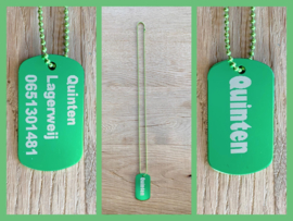 SOS Tag naam ketting gelaserd (70 cm) diverse kleuren