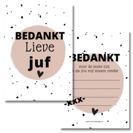 A7 kaart Bedankt Lieve Juf