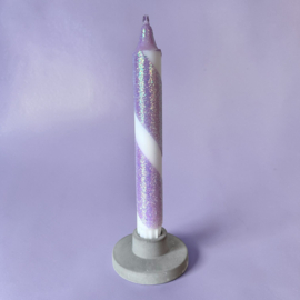 Glitterkaars + grijze kandelaar Voor de Liefste Juf
