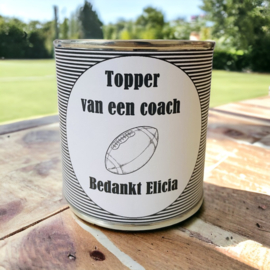 Blikje met wikkel I topper coach rugby