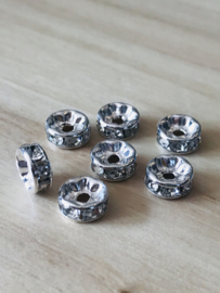 Bling bling schuiver 8 mm 10 stuks zilver kleurig