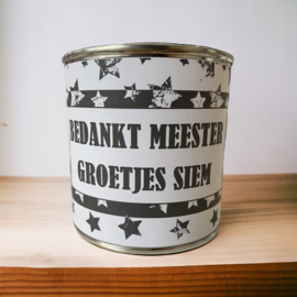 Blikje met wikkel | bedankt meester