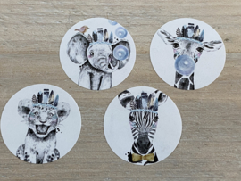 4x DIEREN SLUITSTICKER BLAUW