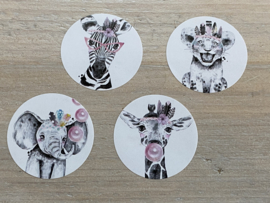 4x DIEREN ROZE SLUITSTICKER