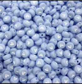 Fluor blauwe hartjes 7 mm 50 stuks