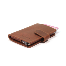 aluminium cardprotector  - MINI WALLET - LEER - FIGURETTA - bruin