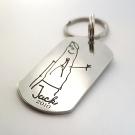 Sleutelhanger kindertekening of hand- /voetafdruk | dogtag